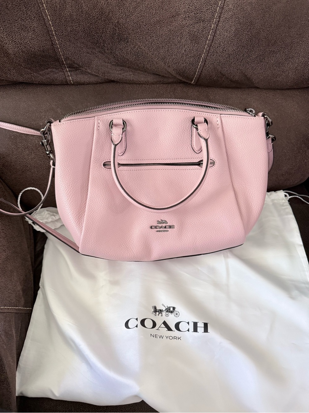 Coach Blush Pink Pebbled Leather Satchel